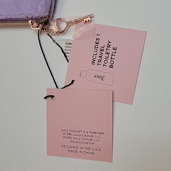 NWT JUICY COUTURE Travel Cosmetic Makeup Bag ,Wedge Pouch, Velour Lavender - Picture 12 of 17
